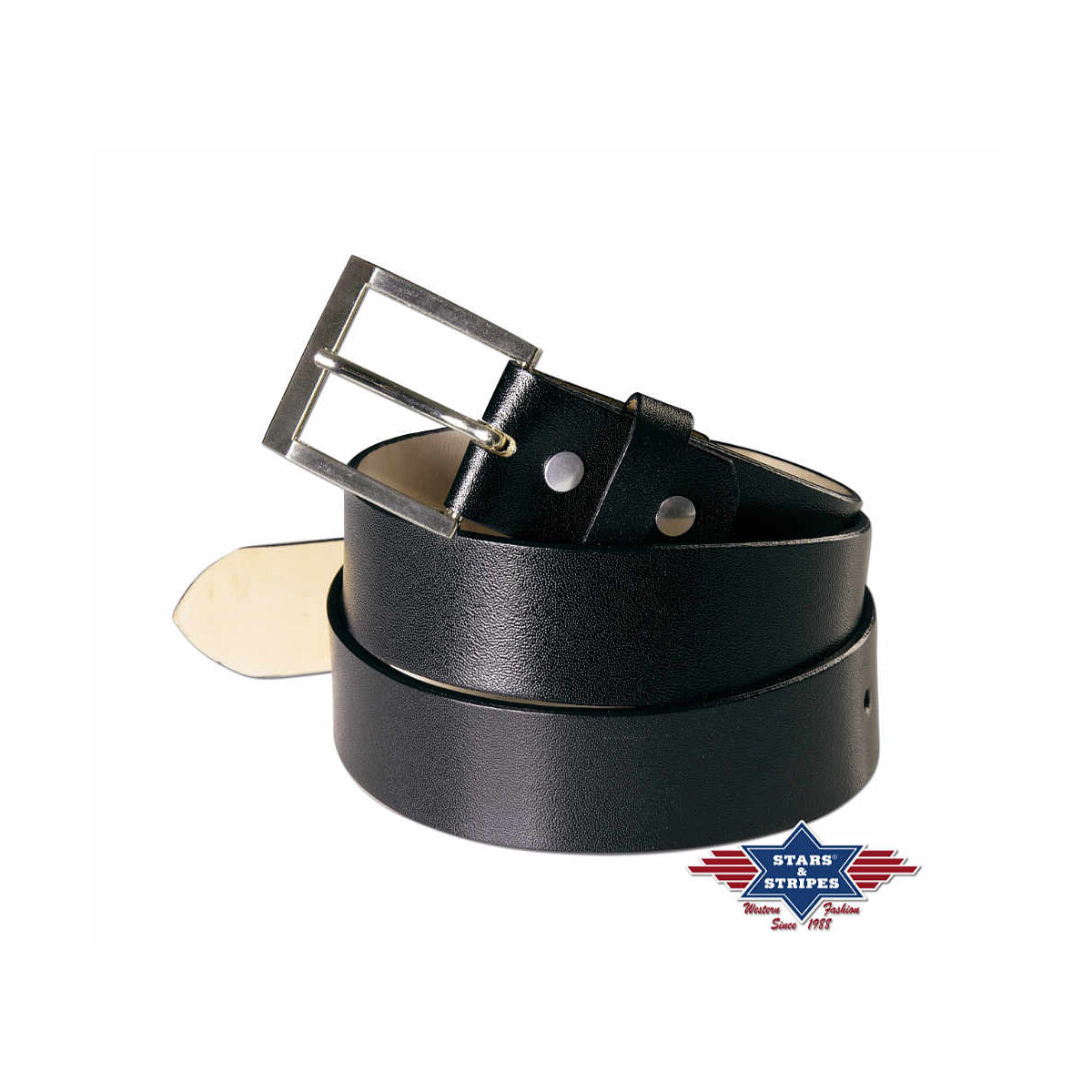 Schwarzer Western Gürtel aus robustem Rindsleder Schwarzer Western Gürtel aus robustem Rindsleder von Stars & Stripes