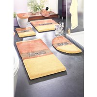 Seidenweiche Badgarnitur mit funkelnden Kristallen, Apricot, Grösse 101 (Hänge-WC-Vorleger, 55/50 cm)
