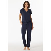 Shirt kurzarm Henley Knopfleiste blau - Mix+Relax 48 von Schiesser