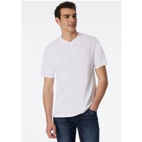 Shirt kurzarm Jersey 2er-Pack V-Ausschnitt weiß - American T-Shirt XXL von Schiesser