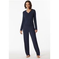 Shirt langarm Modal V-Ausschnitt Knopfleiste blau - Mix+Relax 48 von Schiesser