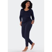 Shirt langarm Modal V-Ausschnitt blau - Mix+Relax 38 von Schiesser