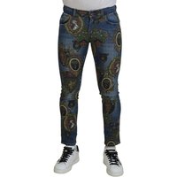 Dolce & Gabbana Herren Jeans aus Baumwolle mit blauen Medaillenmotiven, Slim Fit