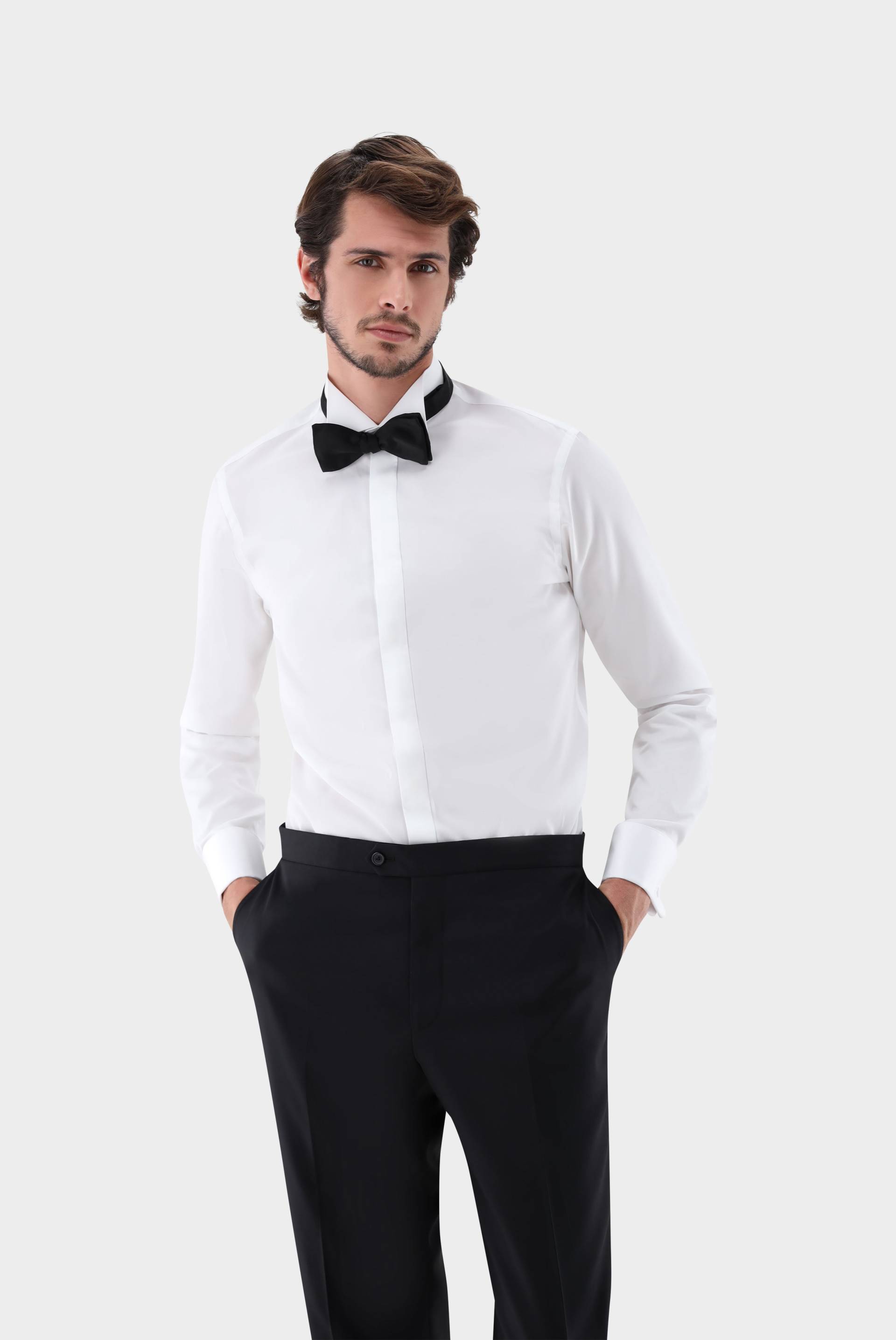 Smokinghemd mit Kläppchenkragen Slim Fit weiß von van Laack