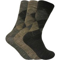 Sock Snob - Herren 3er-Pack Lambs Wool Blend Patterned Soft Top Socken