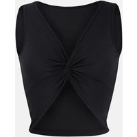Solides Rippen-Twist-Front-Crop-Top