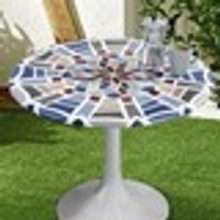Spann-Tischdecke mit Mosaik-Dessin Grösse 190 (ø 85–105 cm) Blau
