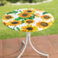 Spann-Tischdecke mit Sonnenblumen-Dessin Grösse 150 (ø 70– 86 cm) Multicolor