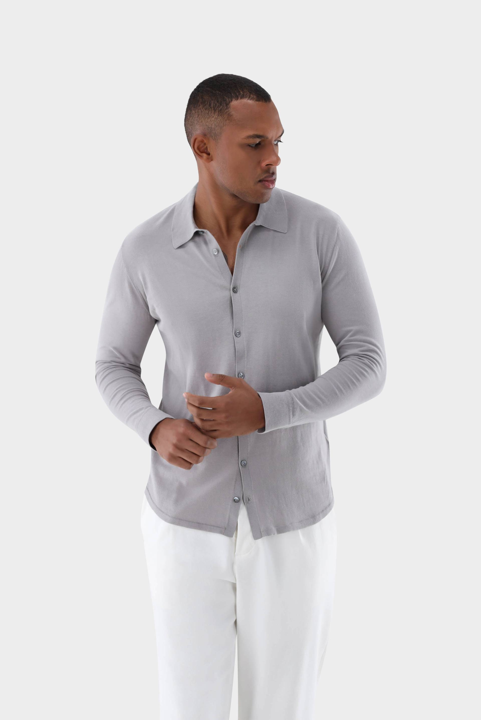 Strick Shirt aus Baumwolle Grau von van Laack