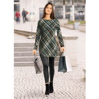 Strick-Tunika in Feinstrick, Ecru-petrol-multicolor, Grösse 38