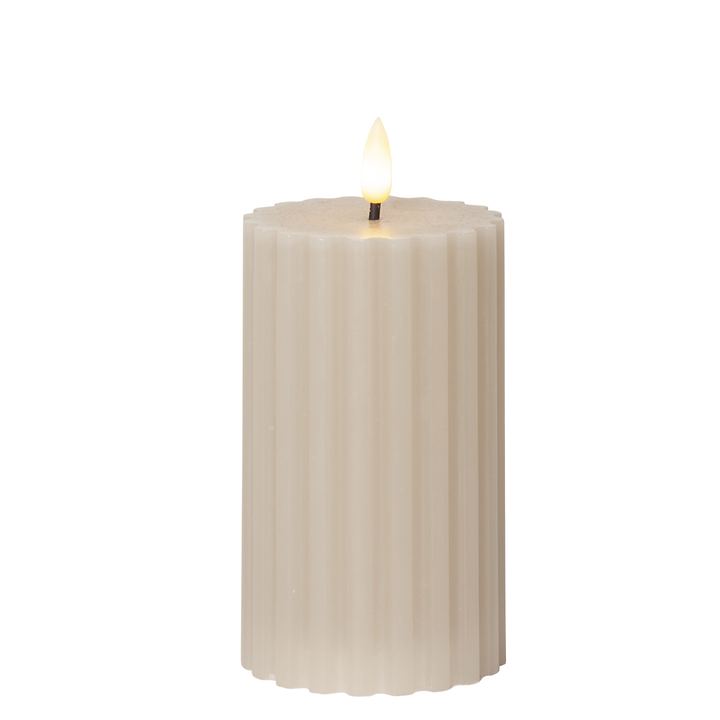 Stumpenkerze 'Flame' beige, H15 x D7,5cm