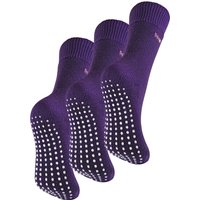 THMO - 3 Paar mit Fleece gefütterte, atmungsaktive Damen-Slipper-Socken - Lila