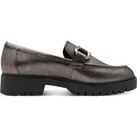 Tamaris Damen Zinn Silber Leder Loafer Slip-On Plateauschuhe