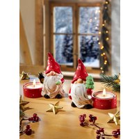 Teelichthalter, 2er-Set, Weiss-rot Teelichthalter, 2er-Set, Weiss-rot