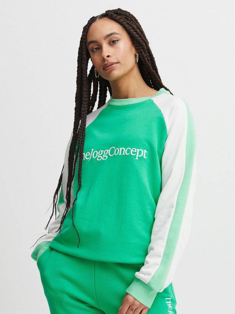 TheJoggConcept. Sweatshirt Damen Baumwolle Rundhals gemustert, grün