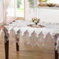 Tischdecke oder Kissenbezug mit filigran gearbeiteten Motiven Grösse 302 (2er-Set Servietten 50x 50 cm) Creme