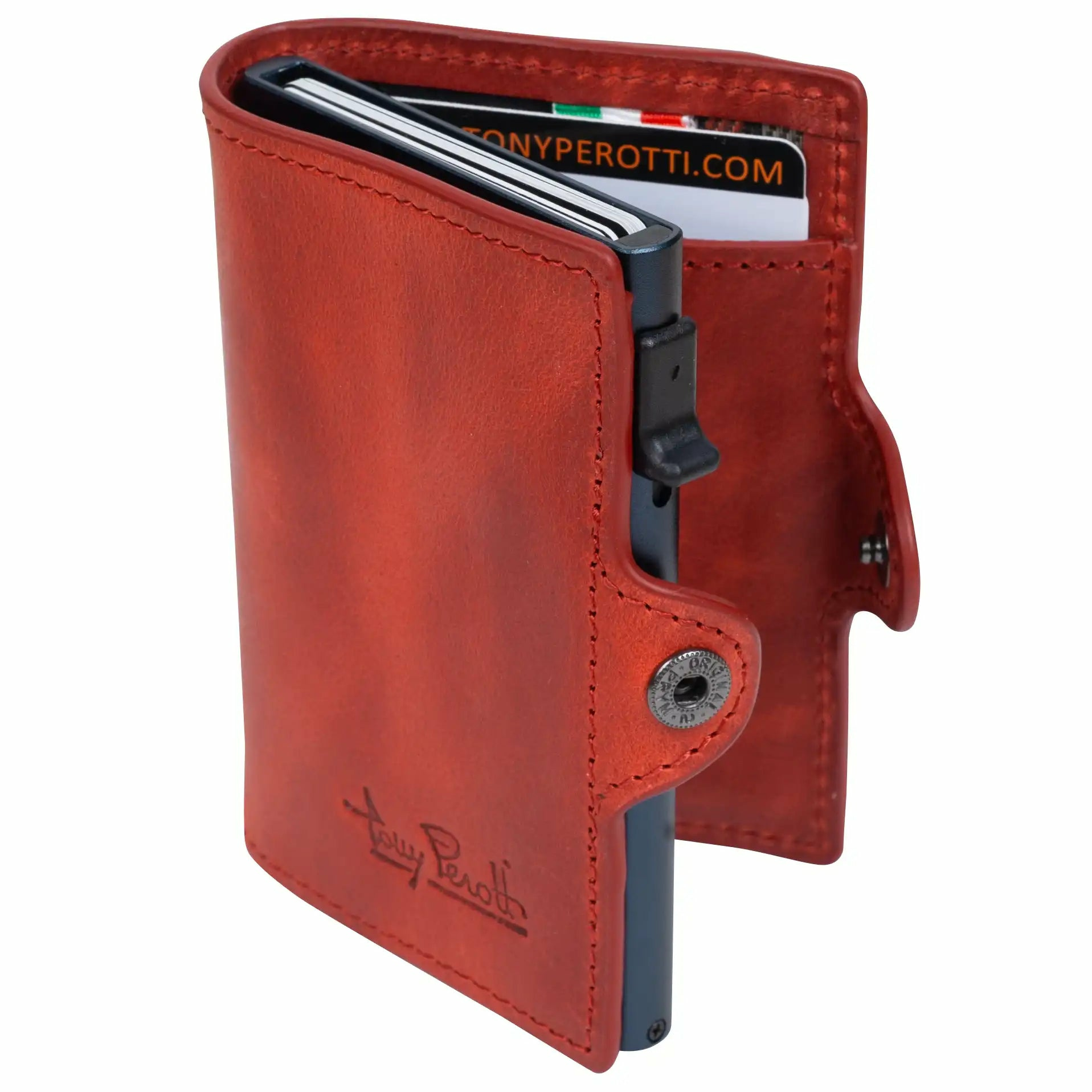 Tony Perotti Furbo Pull-Up-Leder Kreditkartenetui 10 cm - Rot von Tony Perotti