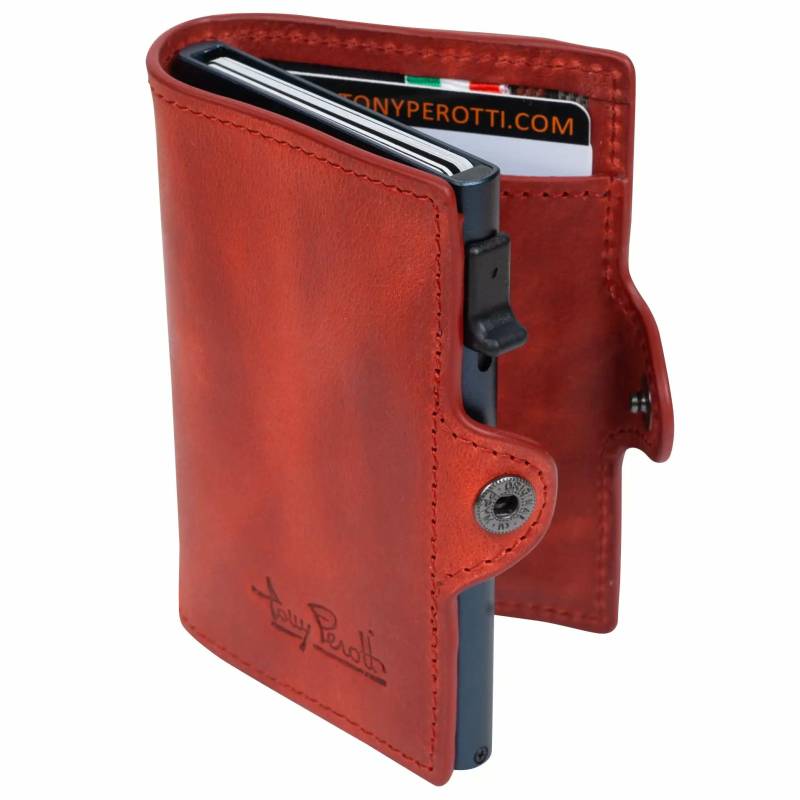 Tony Perotti Furbo Pull-Up-Leder Kreditkartenetui 10 cm - Rot von Tony Perotti