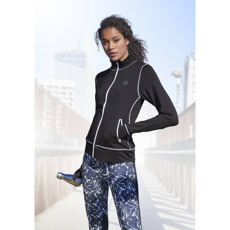 LASCANA ACTIVE Trainingsjacke Damen schwarz-weiß Gr.44/46 von LASCANA ACTIVE