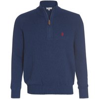 U.S. POLO ASSN. Herren Zip Troyer – Pullover mit Stehkragen – Eleganter Langarm Strickpullover in Jeansblau
