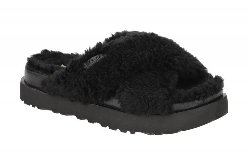 UGG FUZZ SUGAR CROSS SLIDE 1120860 BLK schwarz - bequeme Pantolette f?r Damen von UGG