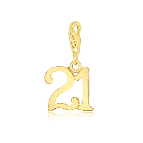 Tuscany Silver Damen Sterling Silber Plattiert Meilensteine Geburtstag '21' Charme Gelbgold von Tuscany Silver