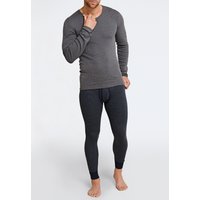 Unterhose lang mit Eingriff dunkelblau geringelt - Feinripp melange 8 von Schiesser