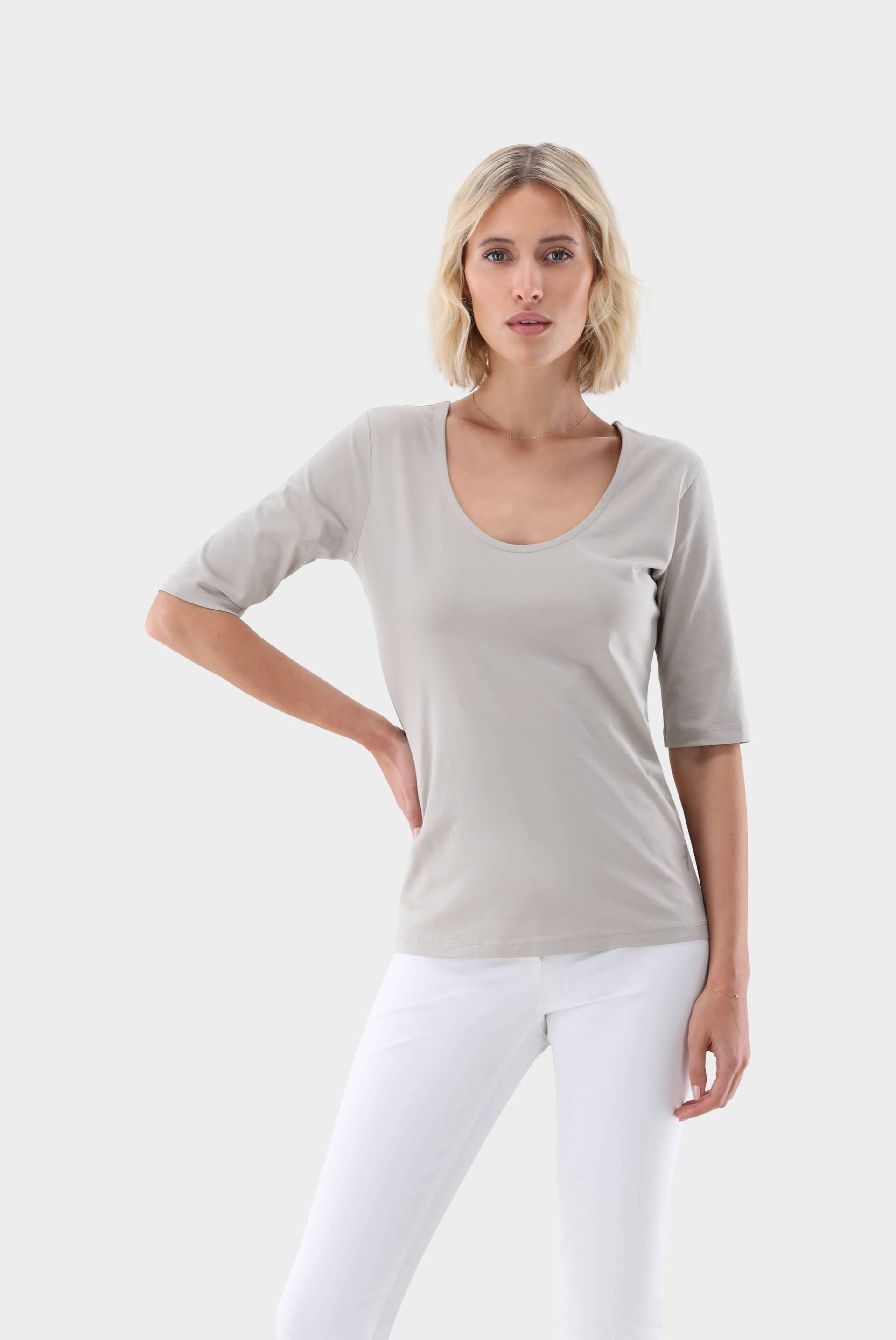 Urban Jersey T-Shirt mit weitem Ausschnitt Beige von van Laack