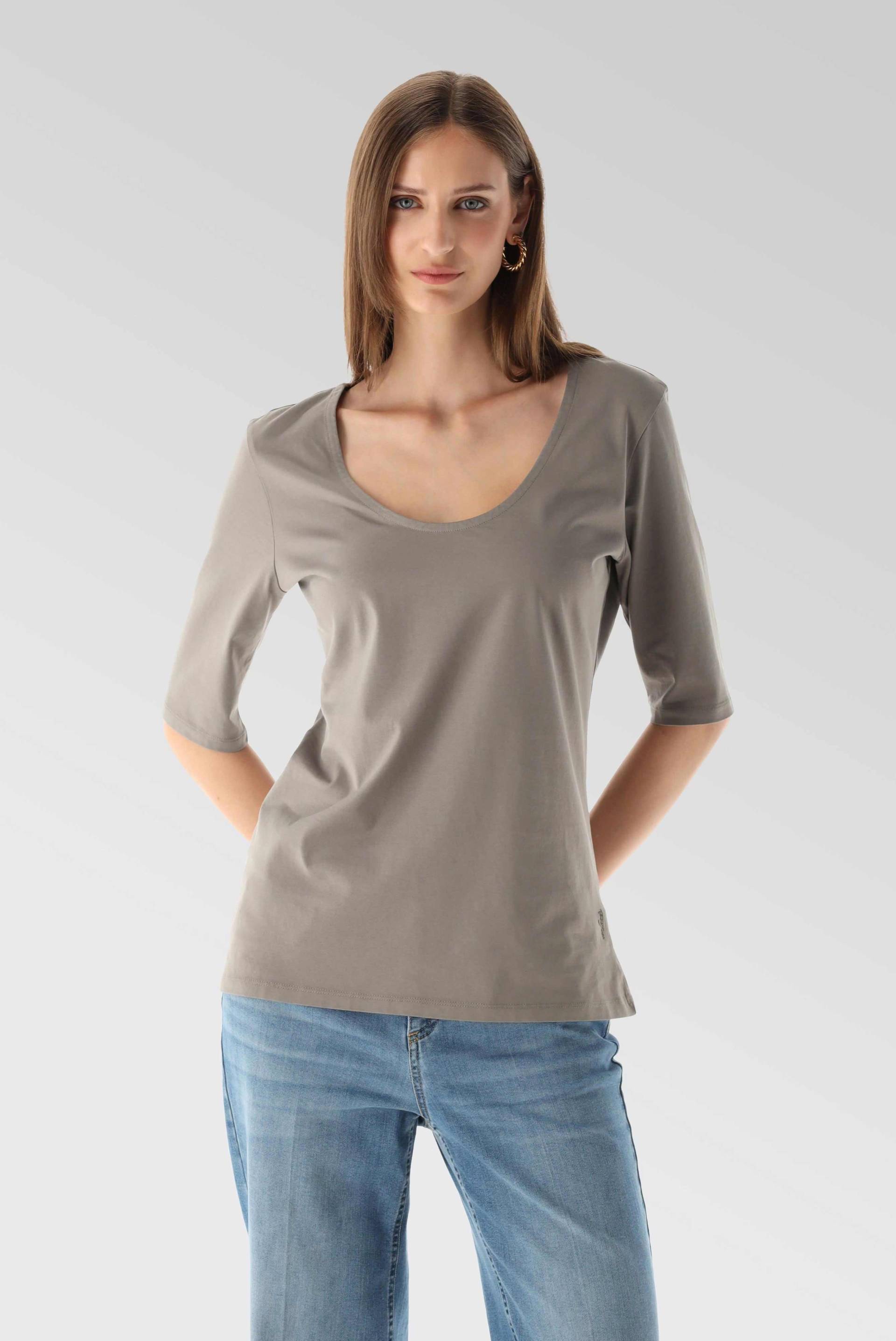 Urban Jersey T-Shirt mit weitem Ausschnitt Grau von van Laack