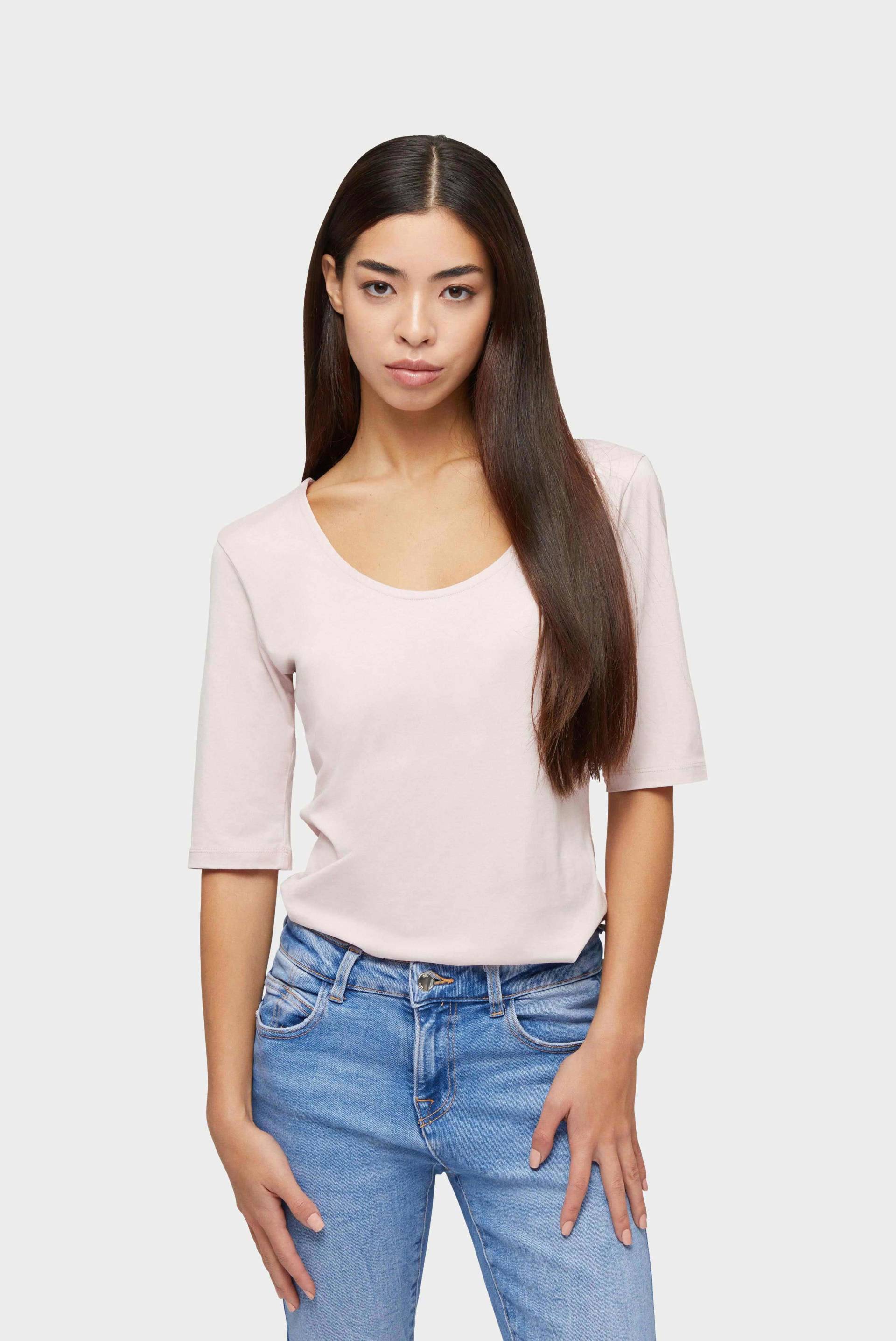 Urban Jersey T-Shirt mit weitem Ausschnitt Rosa von van Laack