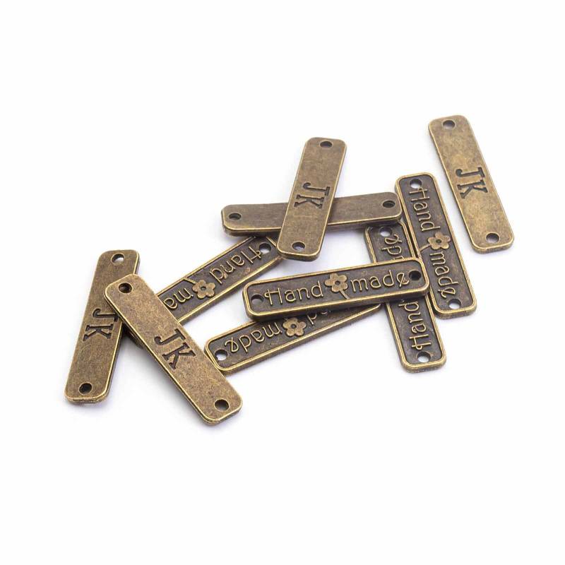 Verbinder Aufnäher mit Aufschrift in antik bronzefarben 10 Stück