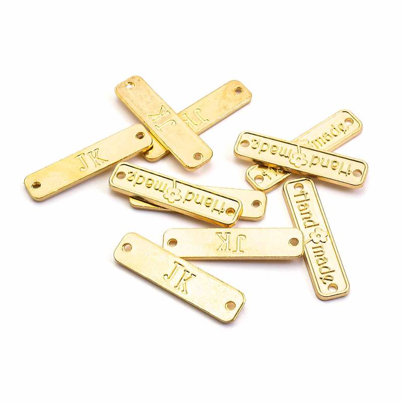 Verbinder Aufnäher mit Aufschrift in goldfarben 10 Stück