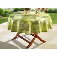 Wachstuch-Serie mit farblich abgestimmtem Schrägband, Grün, Grösse 220 (Tischdecke oval, 155/220 cm)