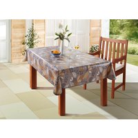 Wachstuch-Tischdecke mit Blätter-Motiv, Grau, Grösse 110 (Tischdecke, 110x140 cm)