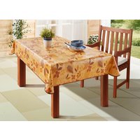 Wachstuch-Tischdecke mit Blätter-Motiv, Terra, Grösse 130 (Tischdecke, 130x160 cm)