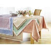 Wachstuch-Tischdecken mit Häkelborte, Apricot, Grösse 110 (Tischdecke, 110/140 cm)