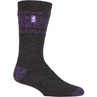 Wärmehalter - Herren extra dicke Thermosocken für den Winter | Warme flauschige Fleece isolierte Socken | Geschenke für Männer - Charcoal / Lila (Athen)