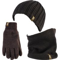 Wärmehalter - Thermische Wintermütze, Halswärmer und Handschuhe aus Fleece für Männer - Khaki Grün