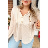 Waffelstrick Knopf-Hoodie