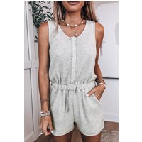 Waffelstrick Knopf-Jumpsuit