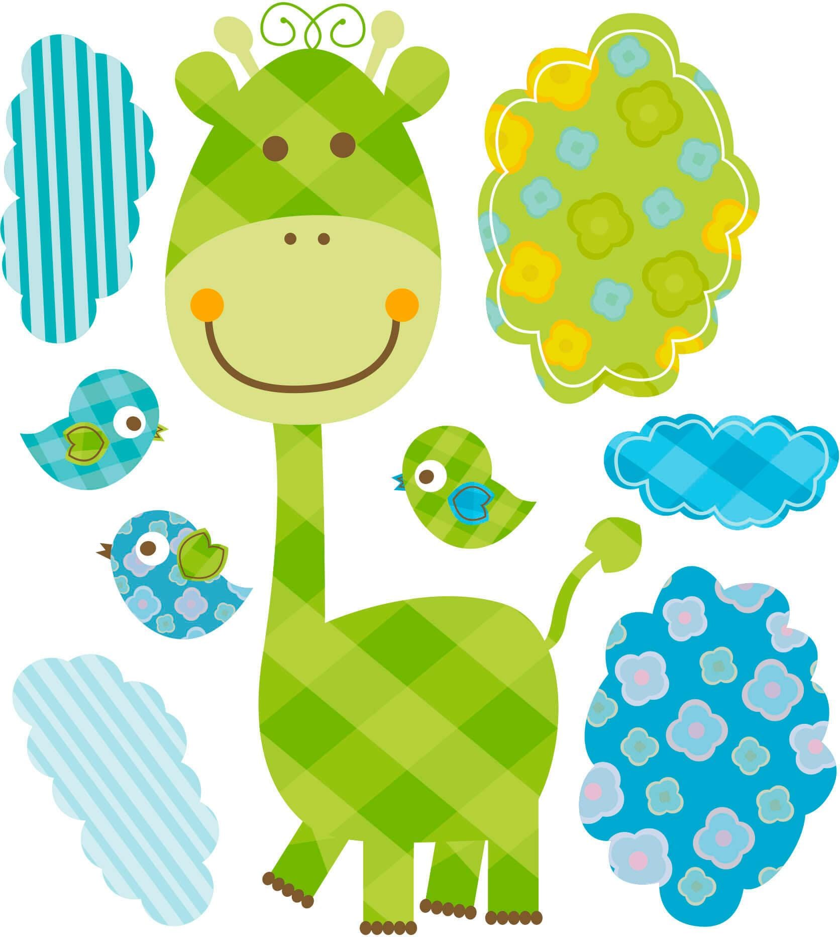 Wall-Art Wandtattoo "Lustige Giraffe Baby Tiere Set", (Muster) von Wall-Art