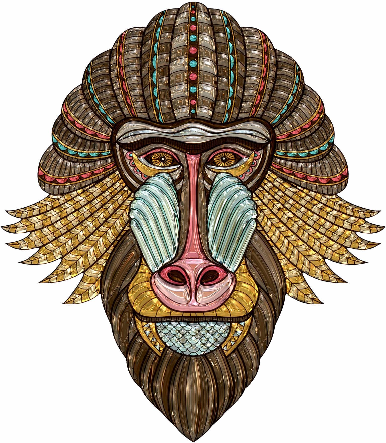 Wall-Art Wandtattoo "Metallic Mandrill Affe Gorilla" von Wall-Art