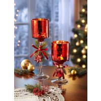 Weihnachtlicher Teelichthalter aus Glas, Rot, Teelichthalter Gross Weihnachtlicher Teelichthalter aus Glas, Rot, Teelichthalter Gross