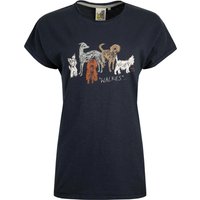 Weird Fish - "Walkies" T-Shirt Baumwolle aus biologischem Anbau für Damen (Marineblau)