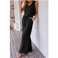 Weite Bein Knopf-Front Overall