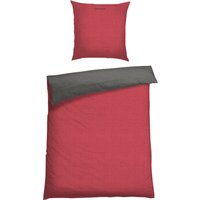 Wende-Bettwäsche 2-teilig Renforcé rot-anthrazit - SCHIESSER Home 135*200 von Schiesser