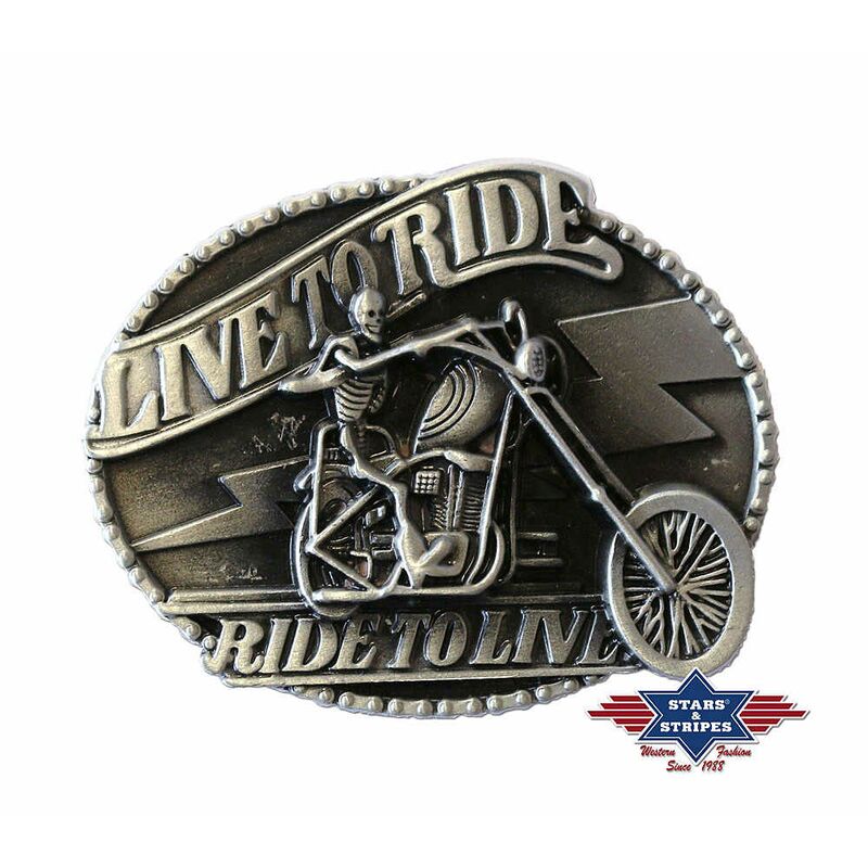 Western Buckle Gürtelschnalle Live to Ride"" von Stars & Stripes