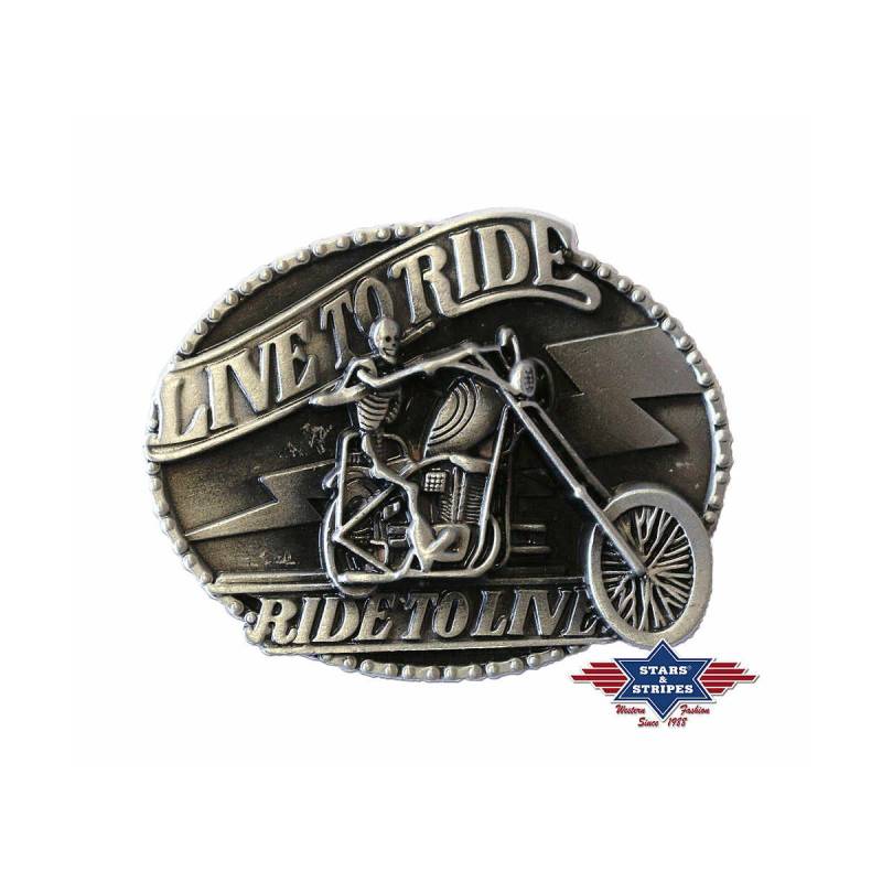 Western Buckle Gürtelschnalle Live to Ride"" von Stars & Stripes