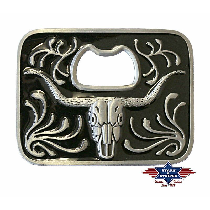 Western Buckle Gürtelschnalle rechteckig mit Longhorn von Stars & Stripes