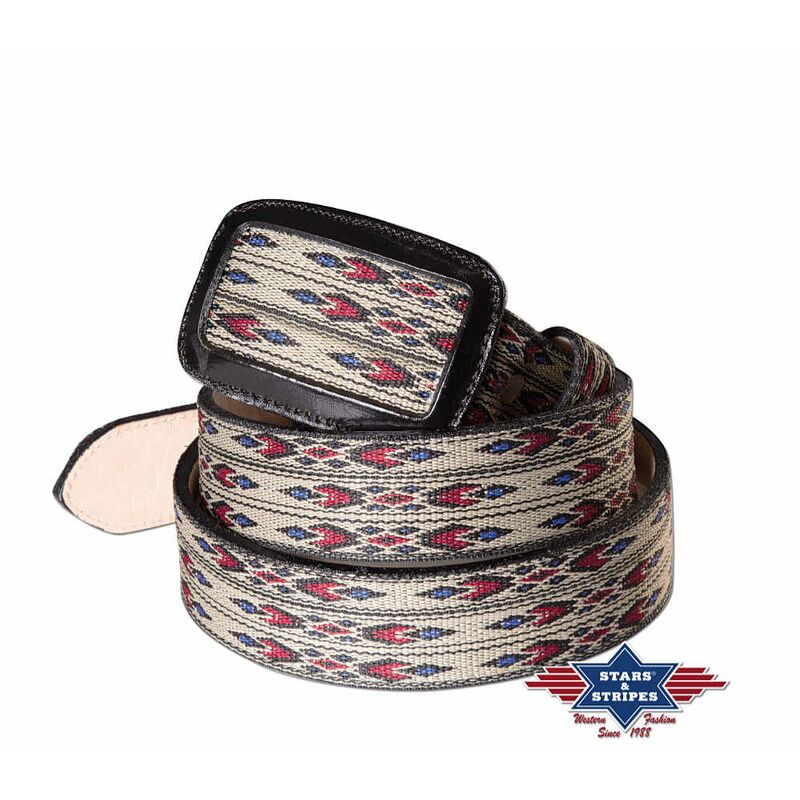 Western Gürtel aus robusten Rindsleder mit Indianer Motiven von Stars & Stripes